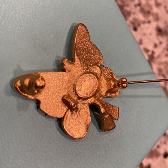 Hanae Mori Gold Butterfly Brooch from Paris - Picture 4 of 4